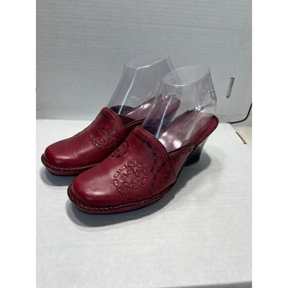 Dansko Wedge Clogs Womens Size 6 M Red Leather - Picture 3 of 10